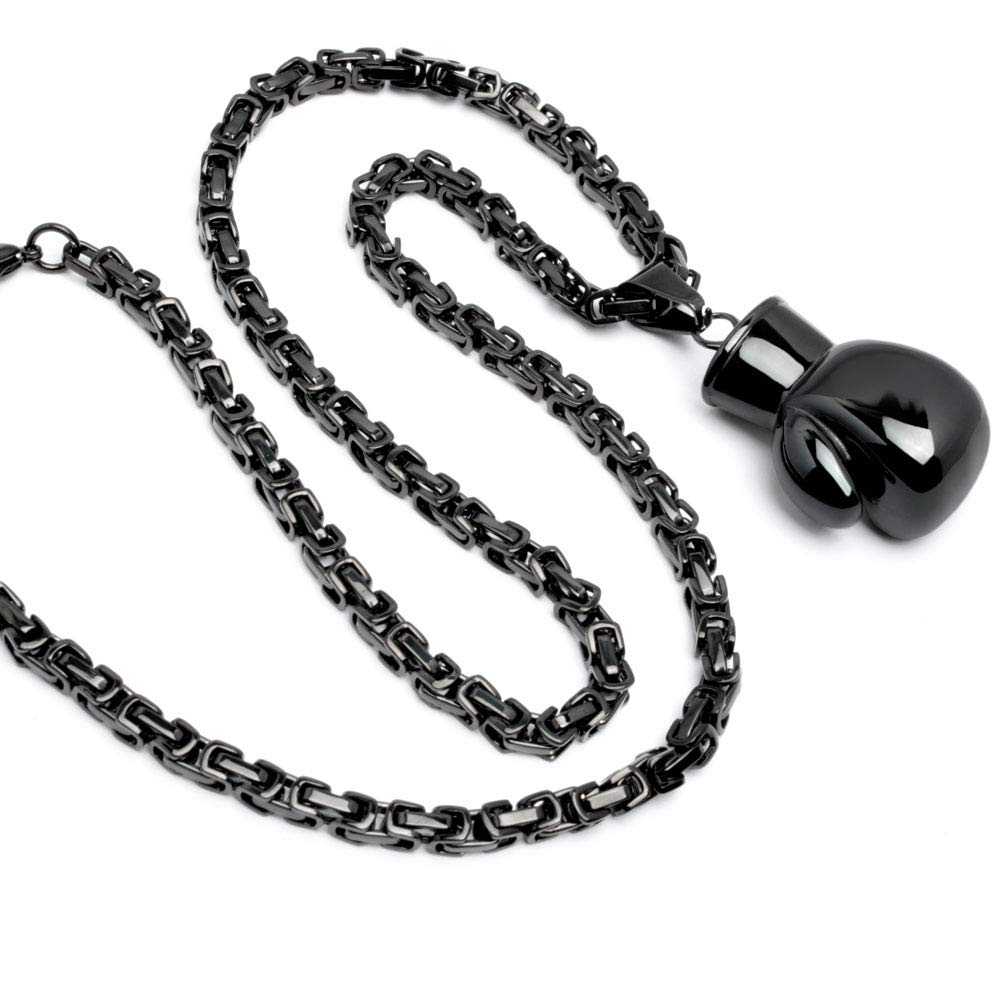XL Massiver Edelstahl Anhänger Boxhandschuh Kampfsport Gold Silber schwarz schwer groß mit Königskette Halskette Bikerschmuck Männerschmuck Geschenk