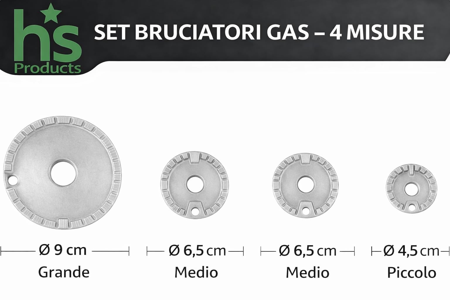 Kit Ricambi Cucina a Gas 10 Pezzi | 5 Bruciatori + 5 Piattelli Compatibili con modelli, Nardi, Ariston, Indeset,Hotpoint |Accessori Fornelli Alta Qualità"