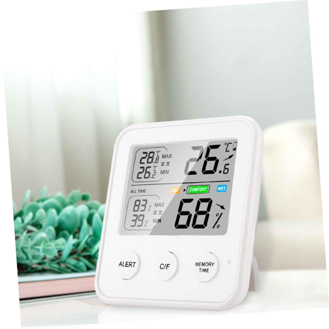 POPETPOP 3 Pièces thermomètre bebe bébé thermometre digital Température serré petit multi-outil jauge d'humidité humidimètre hygromètre Composants electroniques blanche