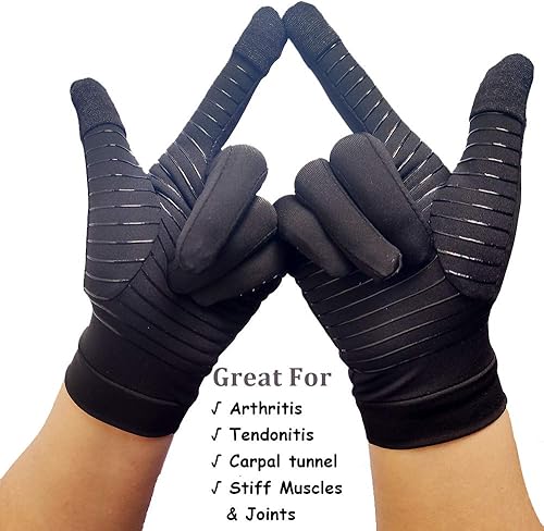 Miniatura 7 de Rimonasure Guantes de artritis de dedo completo Guantes de compresión con infusión de cobre para artritis