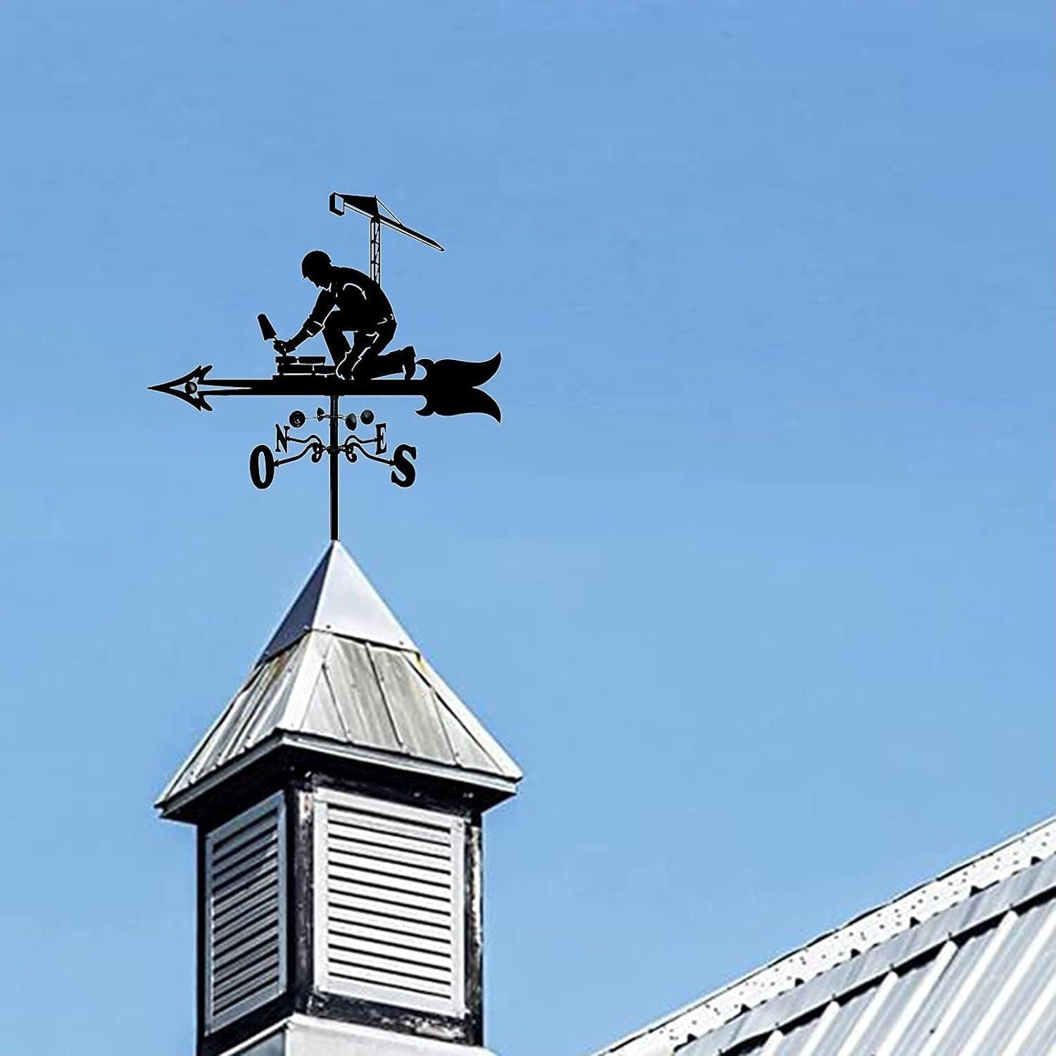 Wiatrowskaz do ogrodu, wiatrowskazy, wskaźnik kierunku wiatru, wiatrowskaz metalowy z ozdobą murarza, wiatrowskaz ogrodowy palik profesjonalne narzędzie pomiarowe dach ogrodu