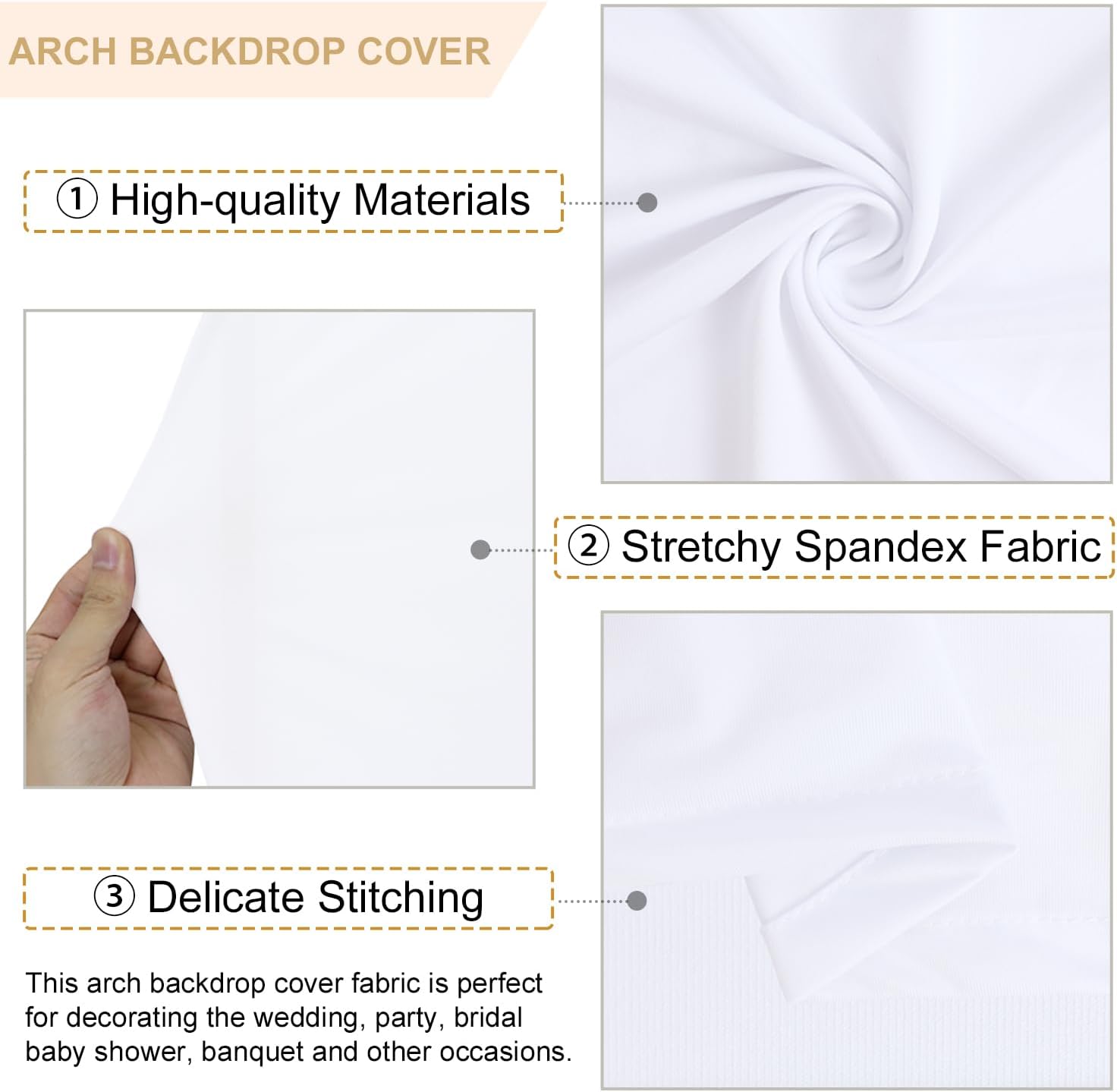 Wedding Arch Stand and White Spandex Arch Stand Cover Set 6FT 7.2FT Chiara Backdrop Stands and Arch Stand Covers Set of 2 for Bridal Baby Shower Birthday Party Banquet Decor