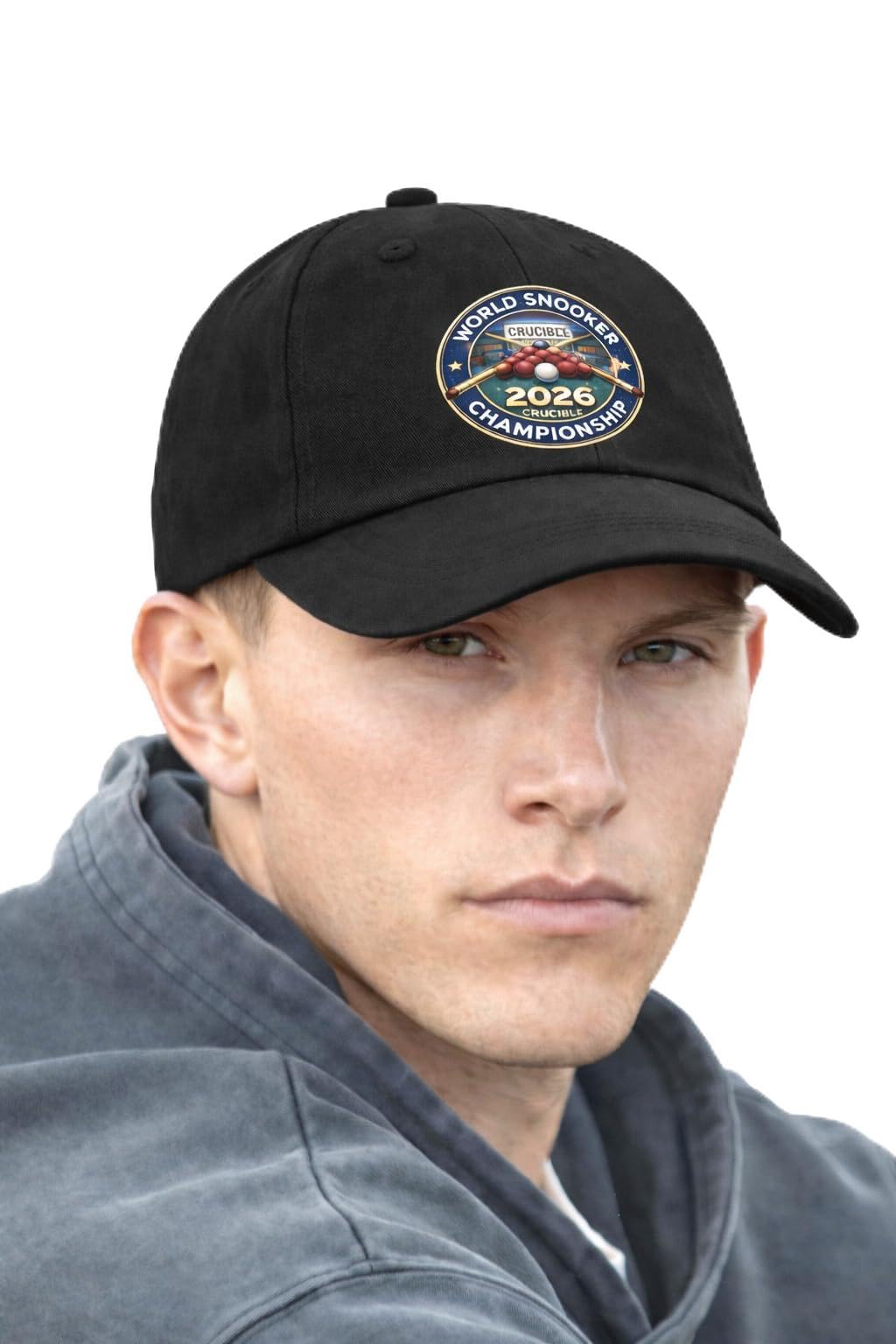 4Sp Unisex Black 4Sp® World Snooker Championship 2026 Logo Dad Cap, 100% Organic Cotton, 6 Panel, Adjustable, Casual, One Size (Uk, Alpha, One Size, )