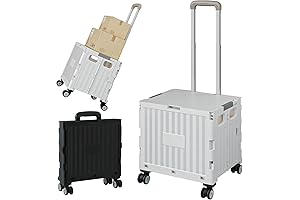 Collapsible Utility Cart with Wheels, Grey Foldable Cart with Telescoping Handle