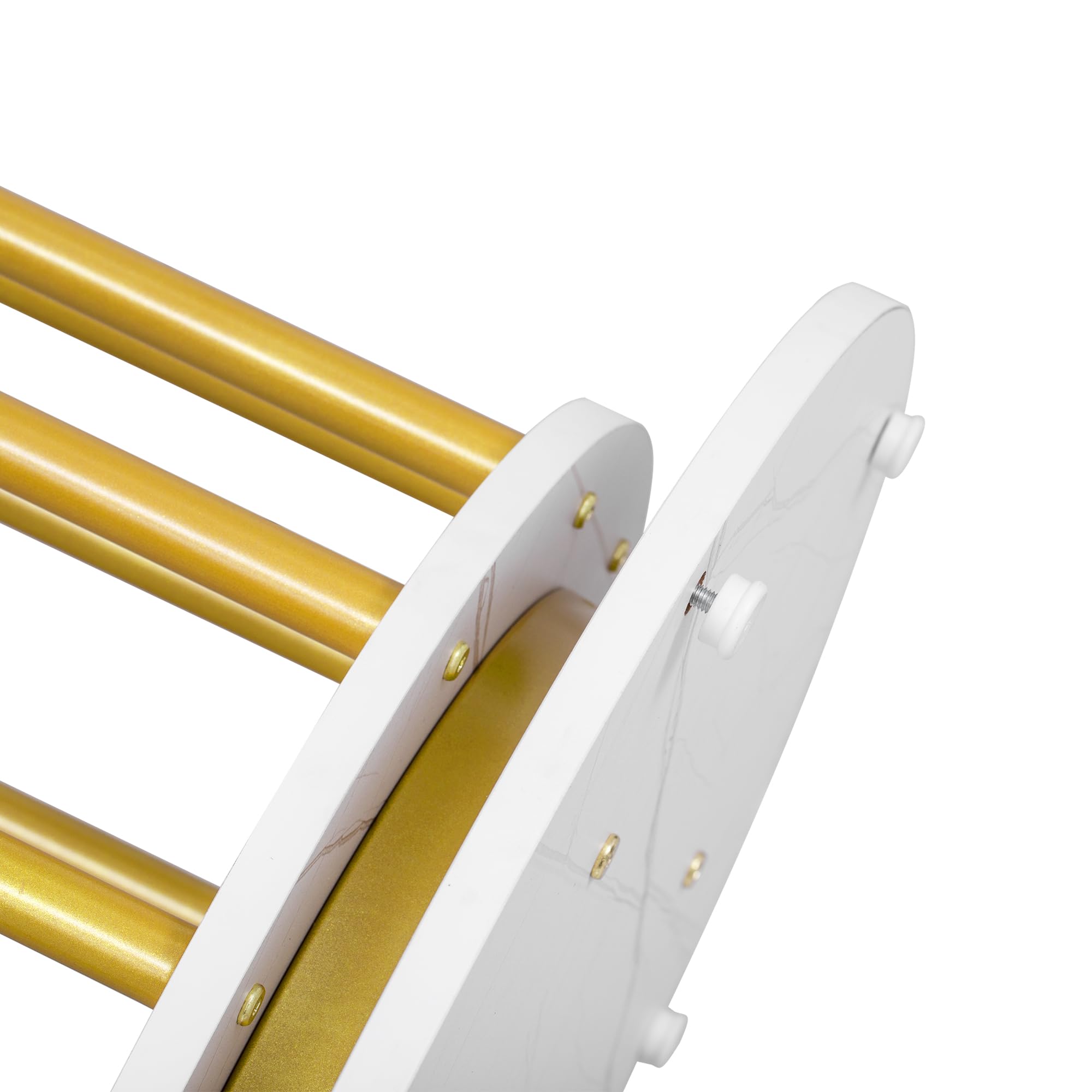 Tavolo da pranzo rotondo - Struttura in metallo - rivestimento effetto marmo - 2-4 persone - Bianco & Oro