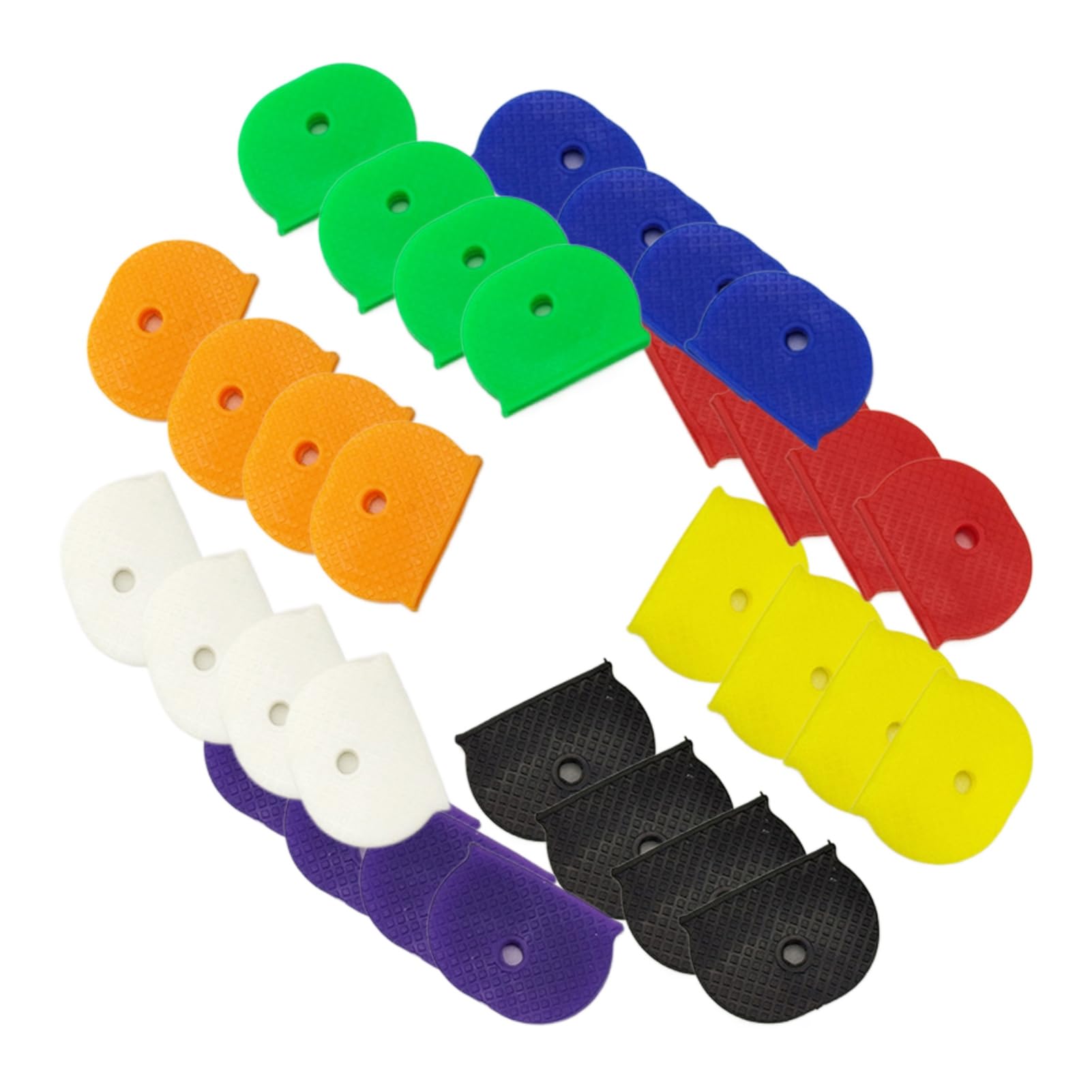 matumou 32Pcs Plastic Key Covers Tags Soft Rubber Key Identifiers Standard Flat Organization House Key Colorful Key Toppers