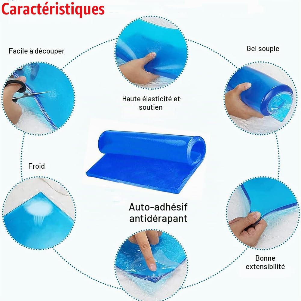 Domybest Coussin Gel Moto Tapis d'Absorption de Choc pour Siège de Moto - Moelleux et Confortable - Bleu