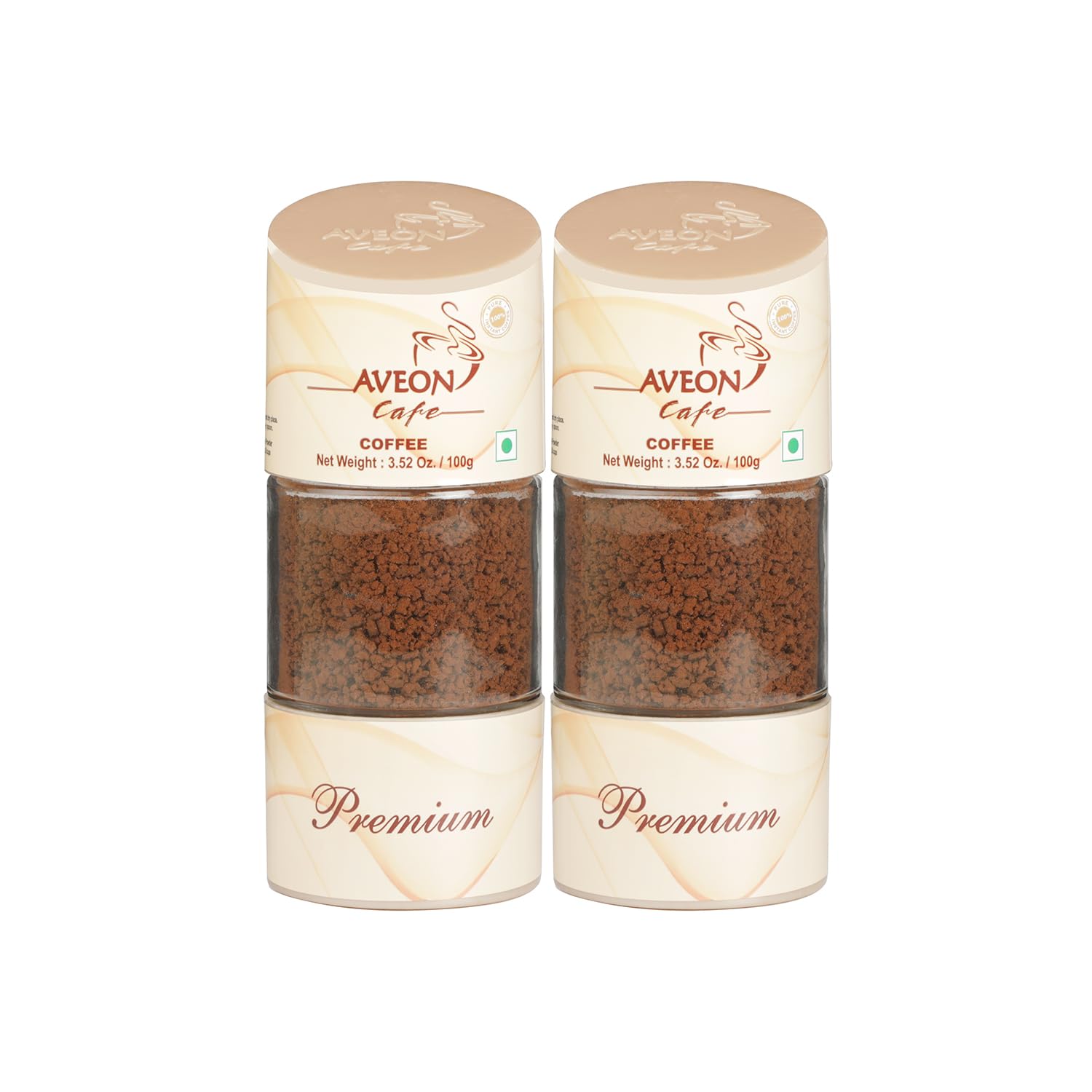 AVEONCafé Instant Coffee, Medium Roast, Premium Coffee, Made from Arabica Robusta Coffee Beans, Balanced and Smooth coffee, Classic Agglomerated Pure Coffee 3.52 Oz (Pack of 2)