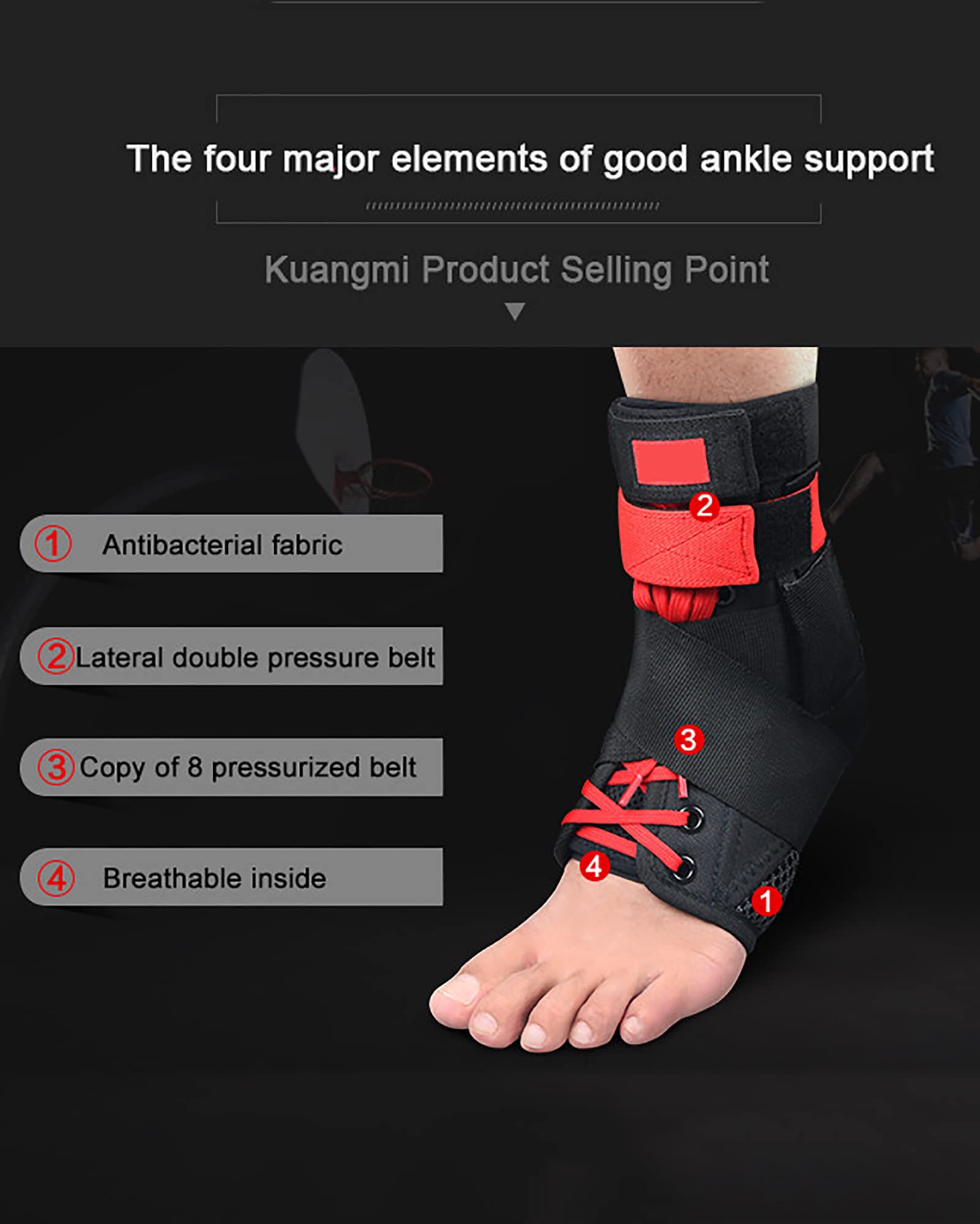 Cómodo Soporte de Tobillo Ajustable con Cordones Transpirable estabilizador de pie ortesis Protector de Tobillo férula para esguince para Lesiones Deportivas, L