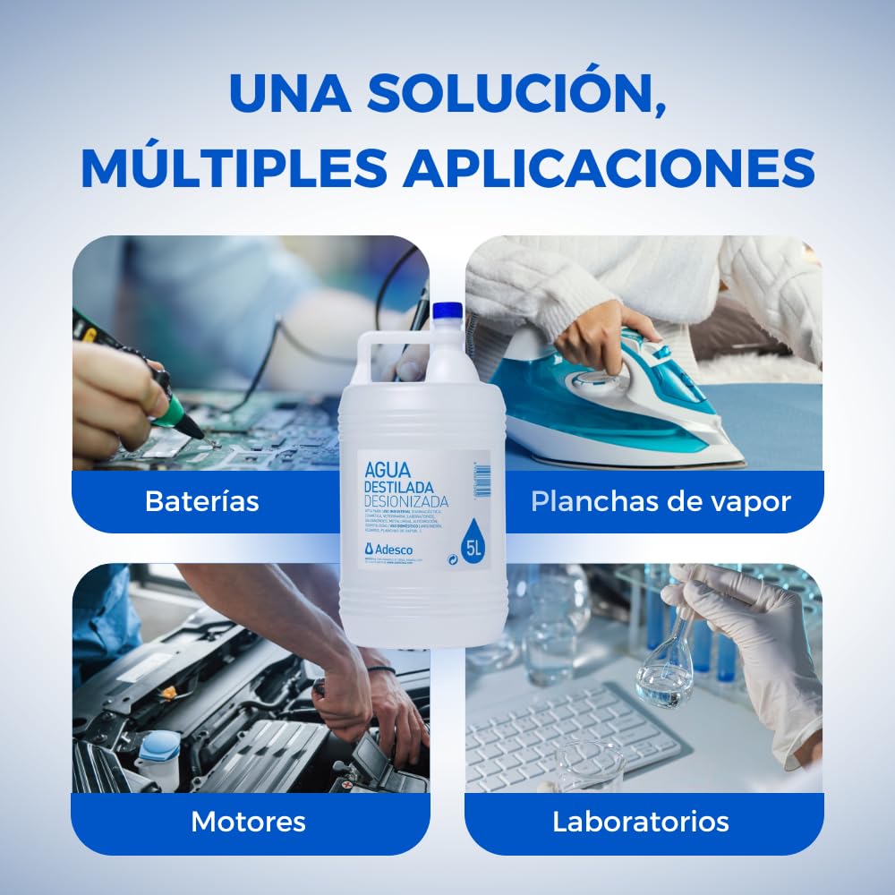 Agua Destilada Desionizada 15 litros para Vehículos Plancha de Vapor Tatuaje Purificada CPAP Autoclave Batería Limpieza Laboratorio Plantas, 3 Garrafas de 5 litros (15 litros)