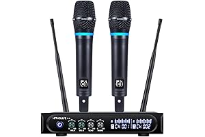 S9 UHF Wireless Rechargeable Microphone System with Bluetooth Receiver: Karaoke, Speech, and Church (200FT)