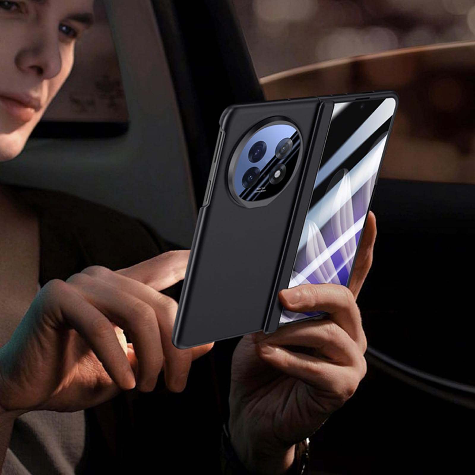 Cover per Oppo Find N5, Protezione Privacy Vetro Temperato Anti Peeping Custodia Fotocamera Protezione Supporto Cerniera AntiGraffio Guscio,Viola,Find N5