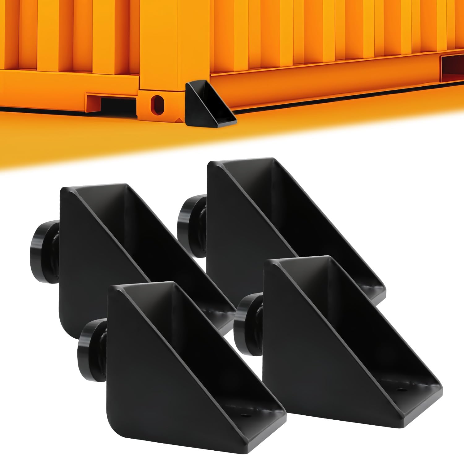 Full Bevel Shipping Container Anchors, 4 Pack Heavy Duty Steel Shipping Containers Side Twist Lock, Super Triangle Shipping Container Tie Downs, Shipping Container Accessories for Anchoring Anywhere