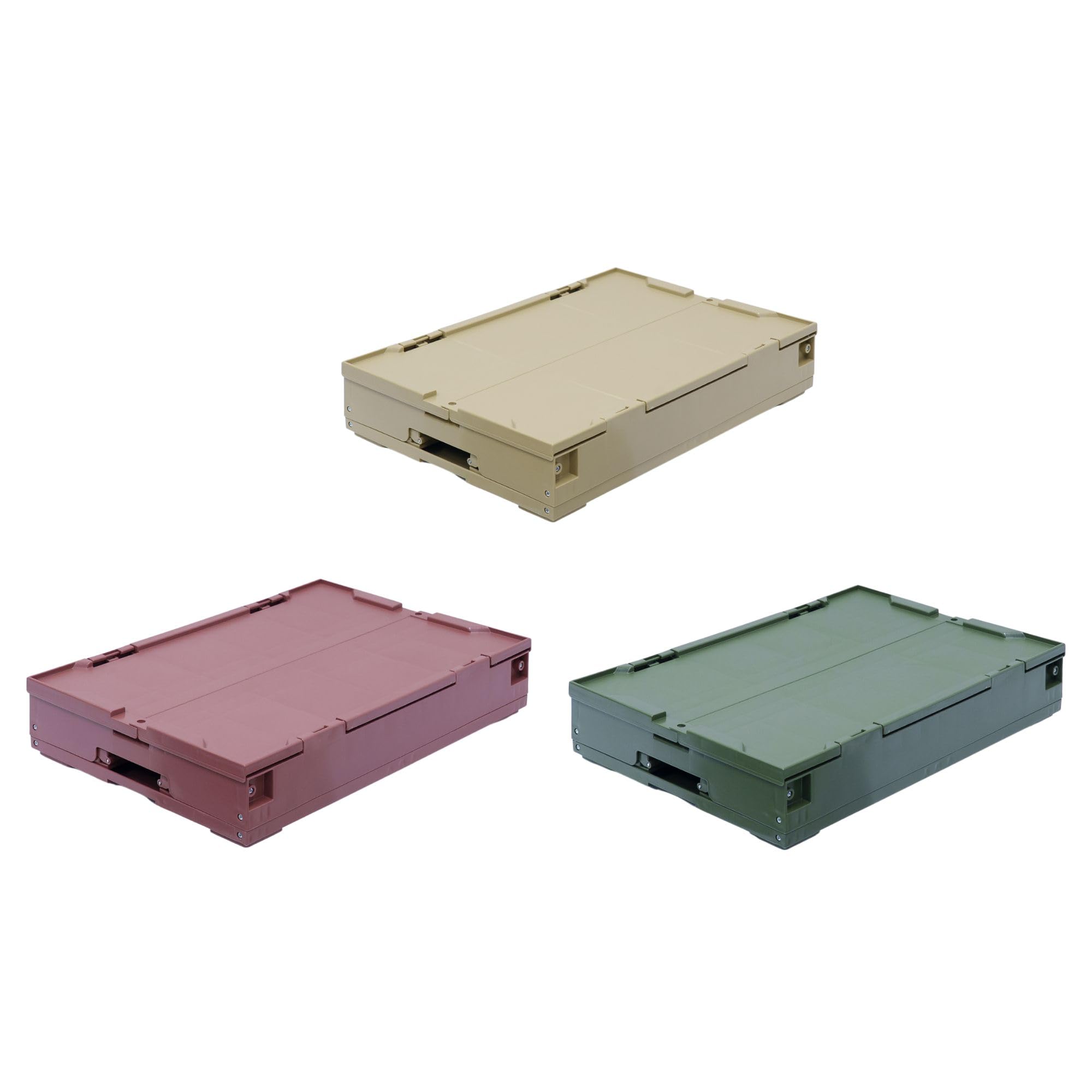 Amazon | 松本産業 折りたたみコンテナ 50L フタ付き 1面扉付き 3色