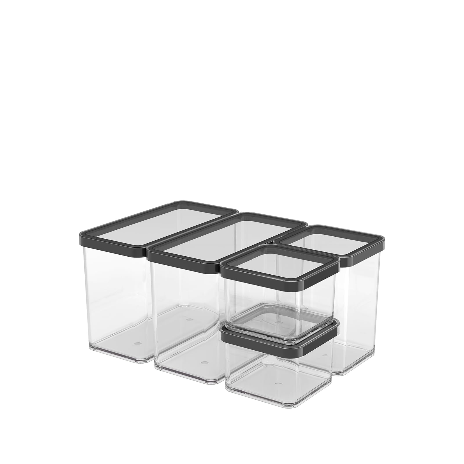 Rotho Loft Set of storage tins 5 pcs. LOFT, Plastic (PP) BPA-free, transparent, (32.3 x 22.3 x 16.6 cm)