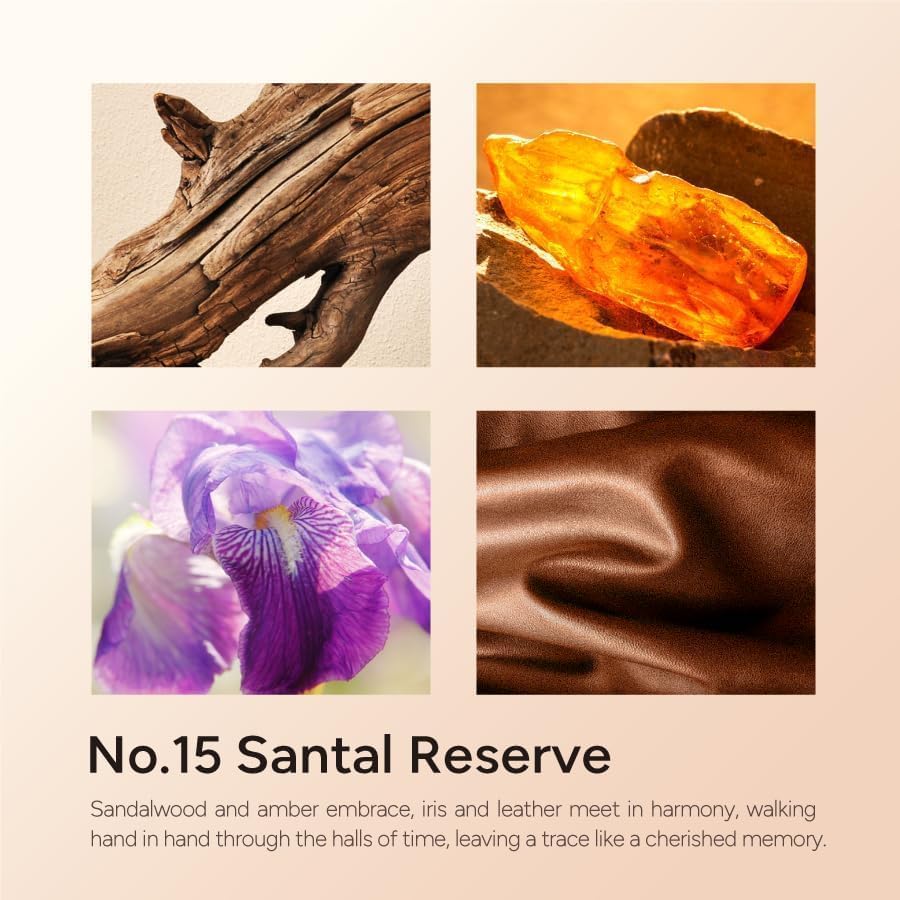Santal Reserve Luxury Scented Candles, 9oz Soy Wax Candles for Home Scented, Sandalwood, Amber, Iris & Leather Scent, Long Burning Time, Gifts for Women, Men, Sister, Teacher, Christmas - Image 4