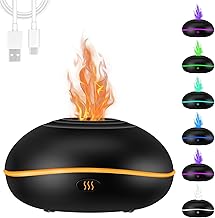 Flame Diffuser Humidifier for Essential Oils Laelr Flame Air Aroma Diffuser with 7 Fire Colors Aromatherapy Diffuser with Auto-Off Protection Quiet Essential Oil Diffuser for Home Office Yoga 200ml