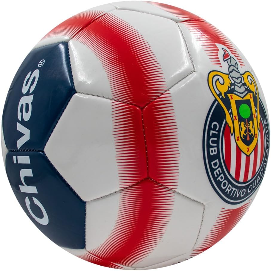 Voit Club Deportivo Guadalajara Soccer Ball, Size 5, PVC, Red and White, Recreational and Light Training Only