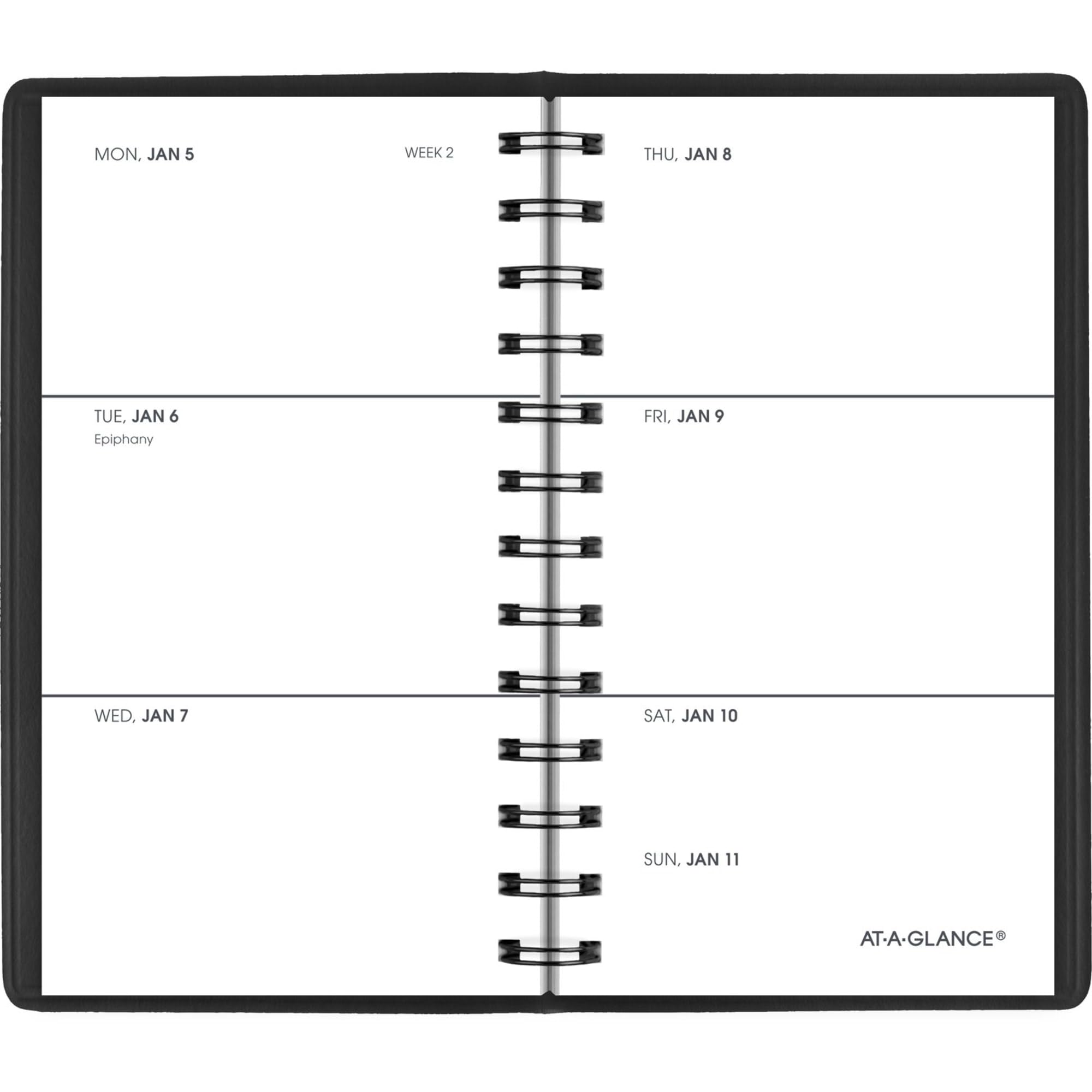 AT-A-GLANCE Agenda settimanale 2026, 6,3 x 11,4 cm, formato tascabile, nero (700350526)