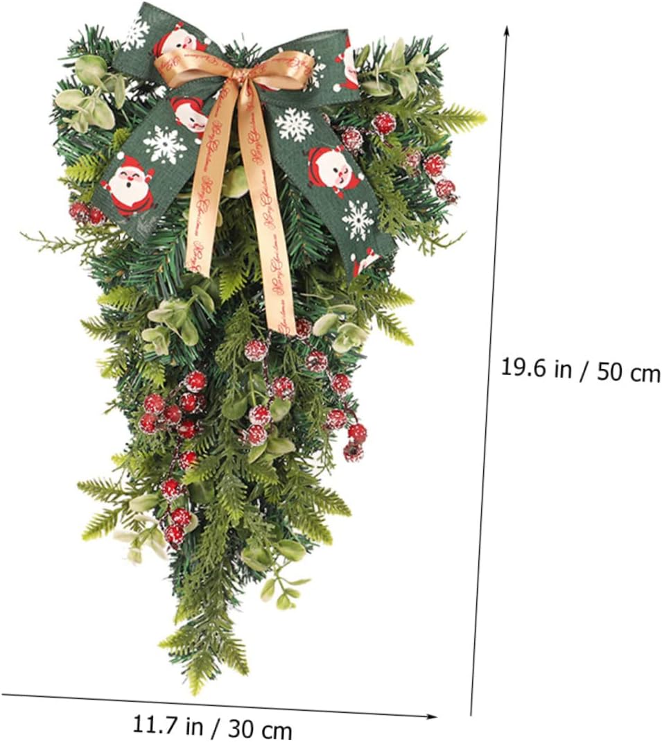 Zerodeko Christmas Teardrop Swag Eucalyptus Leaves Festive Door Decor for Holiday Home Decoration Lightweight and Reusable Xmas Garland for Staircase and Fireplace