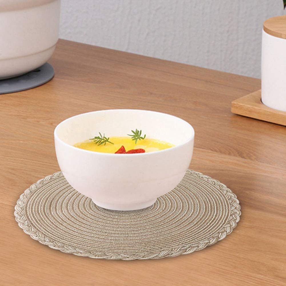 Napperon Rond de Table, Tapis antidérapant résistant à la Chaleur pour Table de Cuisine, PP tissé (Bleu) (Marron)