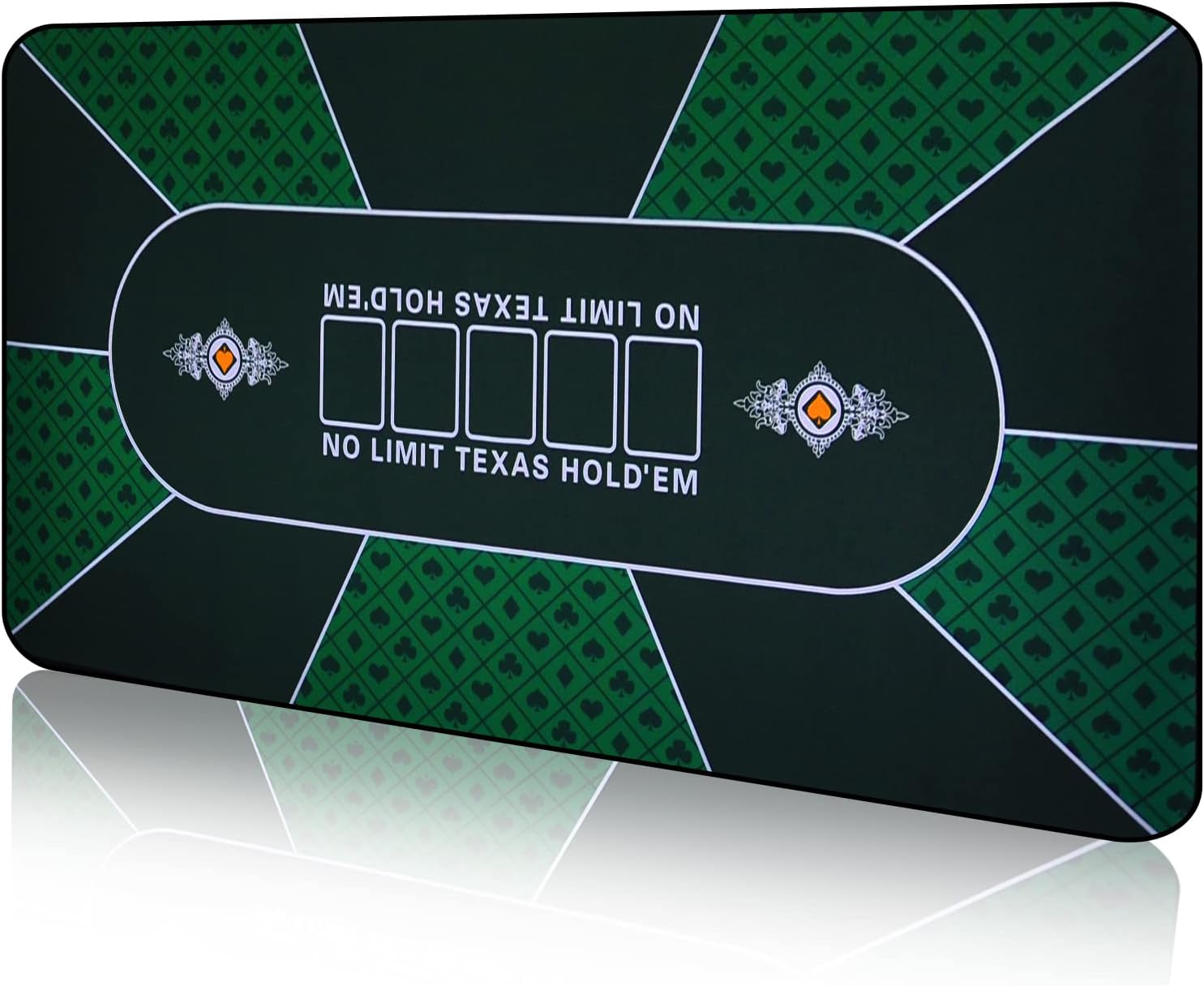CONTINUE Upgraded Waterproof Poker Mat for 6 Players - Texas Hold'em & Blackjack - Anti-Slip Rubber Table Top Layout with Carrying Bag (47 x 24)