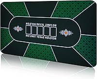 Vista 1 de CONTINUE Alfombrilla de póquer impermeable mejorada para 6 jugadores, Texas Hold'em y Blackjack, diseño de mesa de goma antideslizante con bolsa