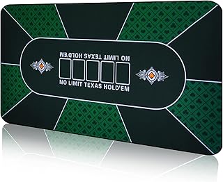 CONTINUE Verbesserte wasserdichte Pokermatte, 6 Spieler, Texas Hold'em Pokermatte, professionelle Pokermatte, rutschfeste Gummi-Poker-Tischplatte, mit Tragetasche, Blackjack, Casino (47x24)