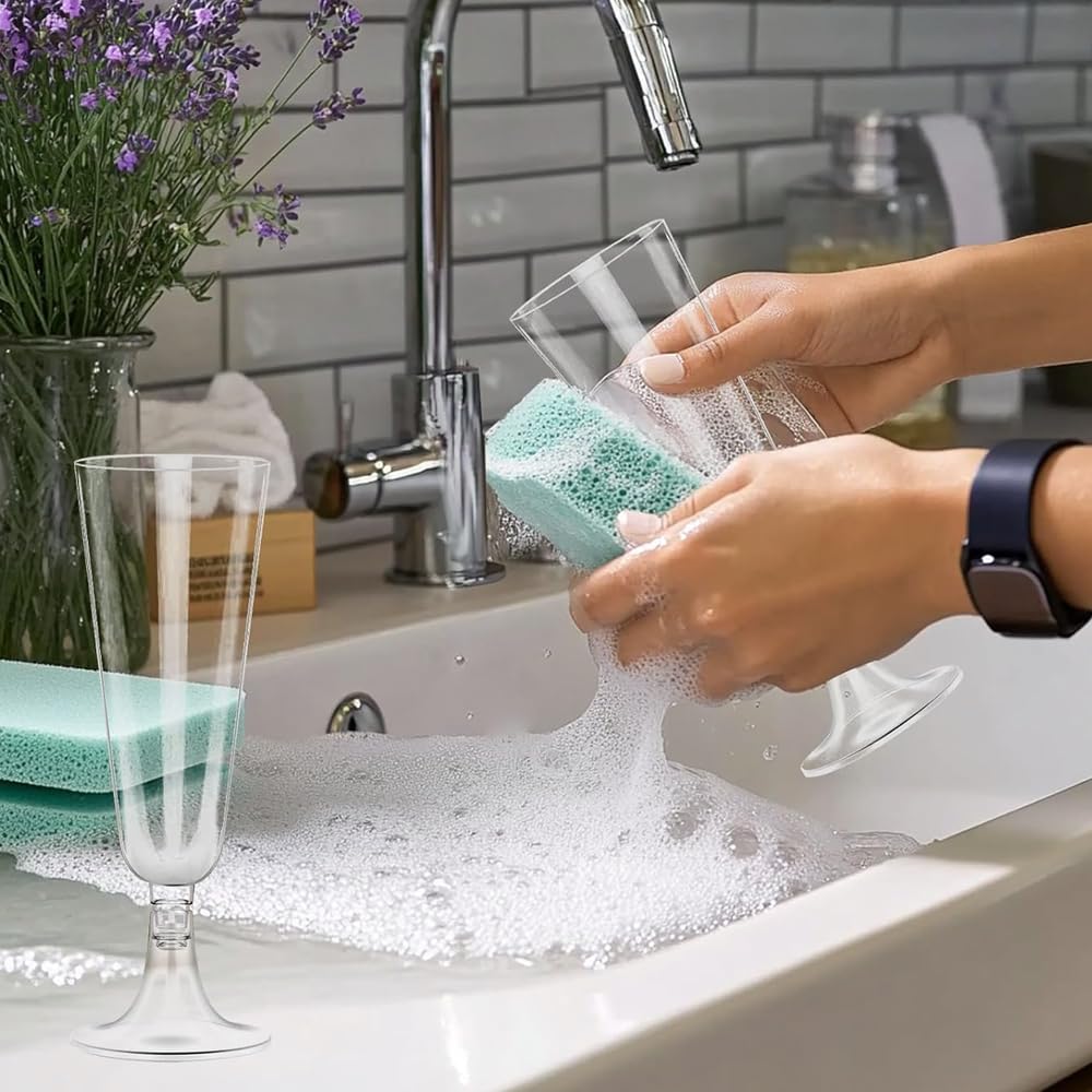 miaomiao Plastikowe kieliszki do szampana, 20 sztuk, z tworzywa sztucznego, 160 ml, wielokrotnego użytku, kieliszki do szampana, na wesela, urodziny i imprezy, przezroczyste