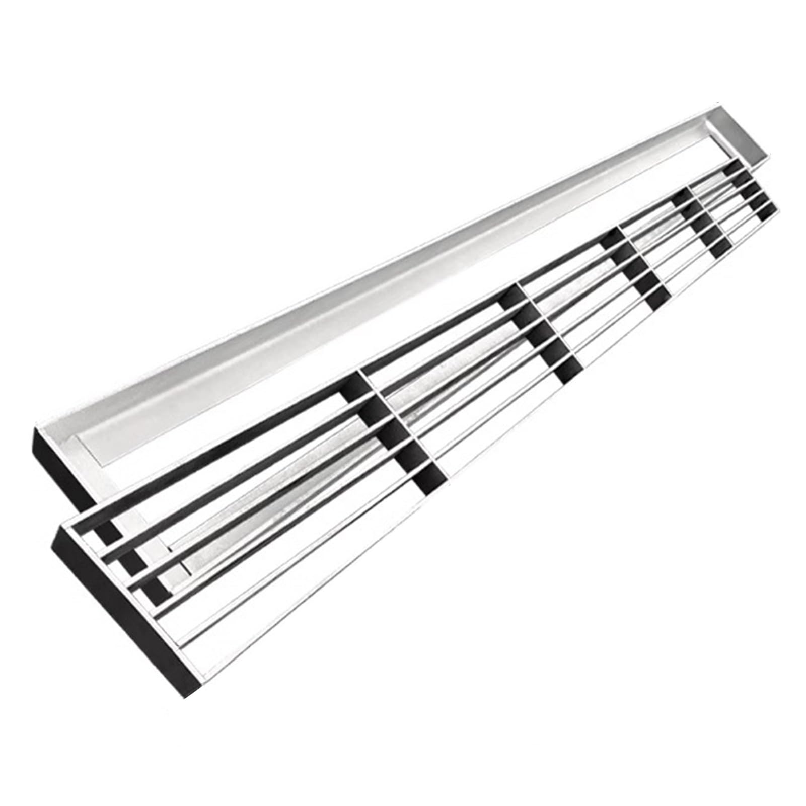 Niskoprofilowa, liniowa kratka odpływowa zewnętrzna, zestaw do odwodnienia liniowego 100x20x3 cm do chodników, ogrodów, patio, podjazdów i tarasów - metalowa osłona rynny.