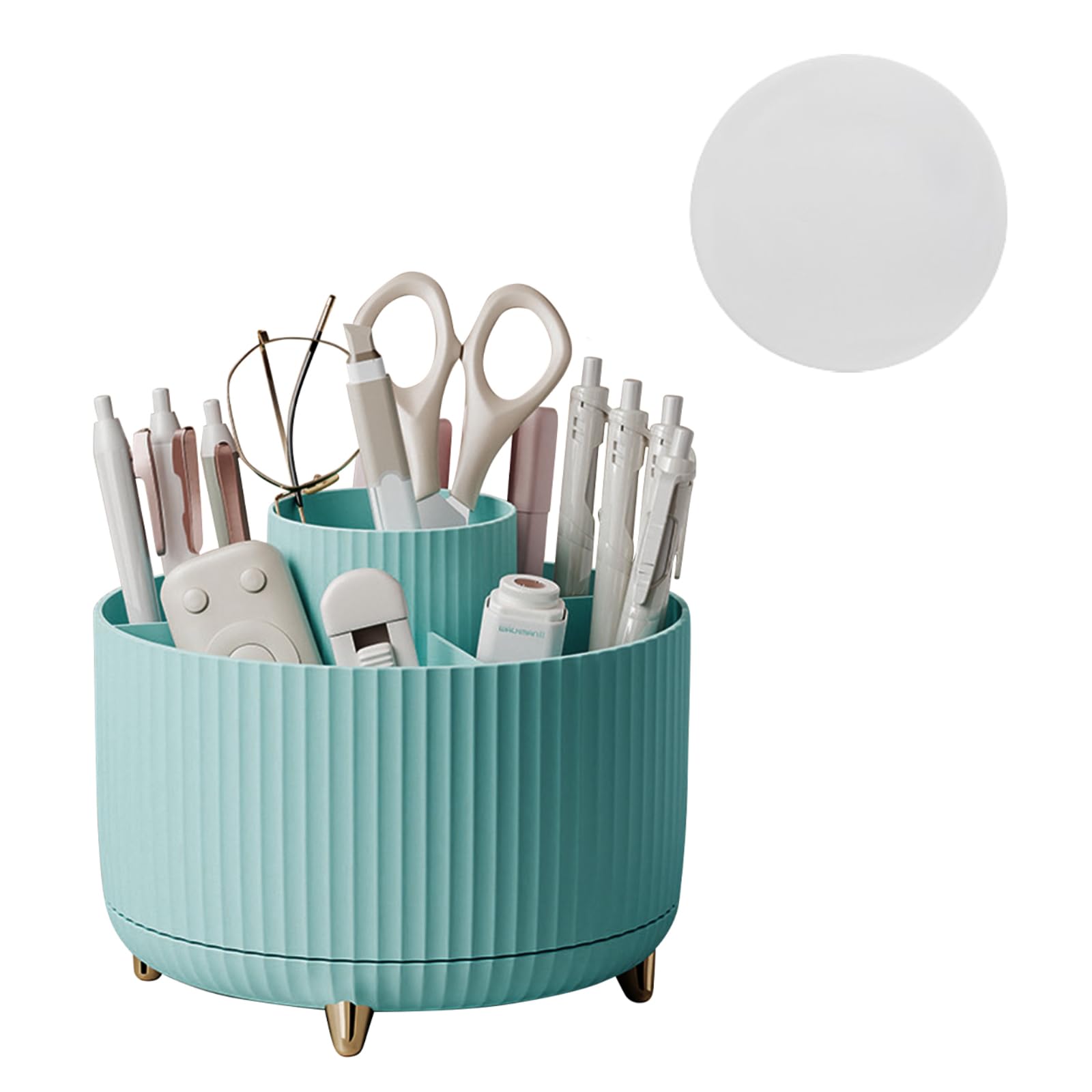 Vilike 360°Pen Holder, Rotating Pencil Holder for Desk with 5 Slots