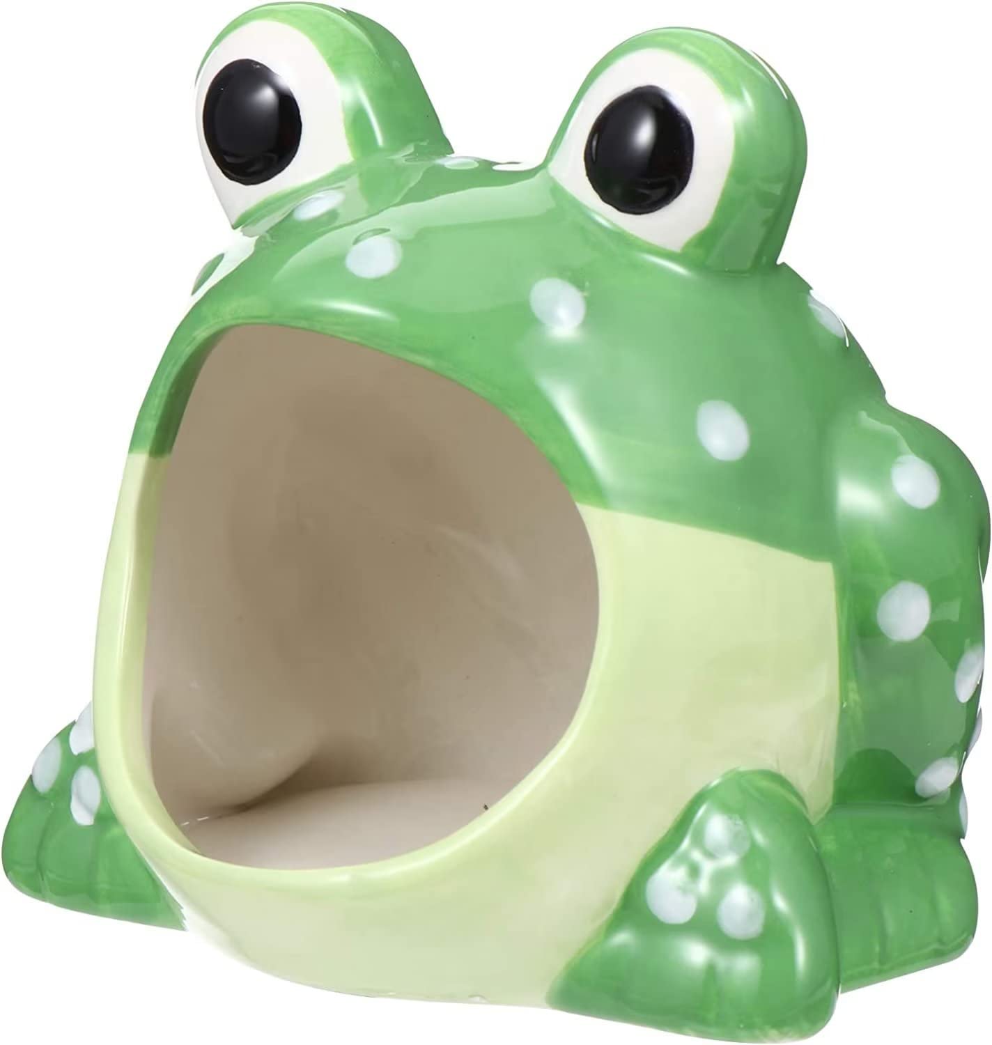 Cartone animato piccolo animale domestico in ceramica criceto nido critter bagno rana a forma di gabbia accessori in ceramica per nano, criceti, gerbilli, piccoli animali, verde
