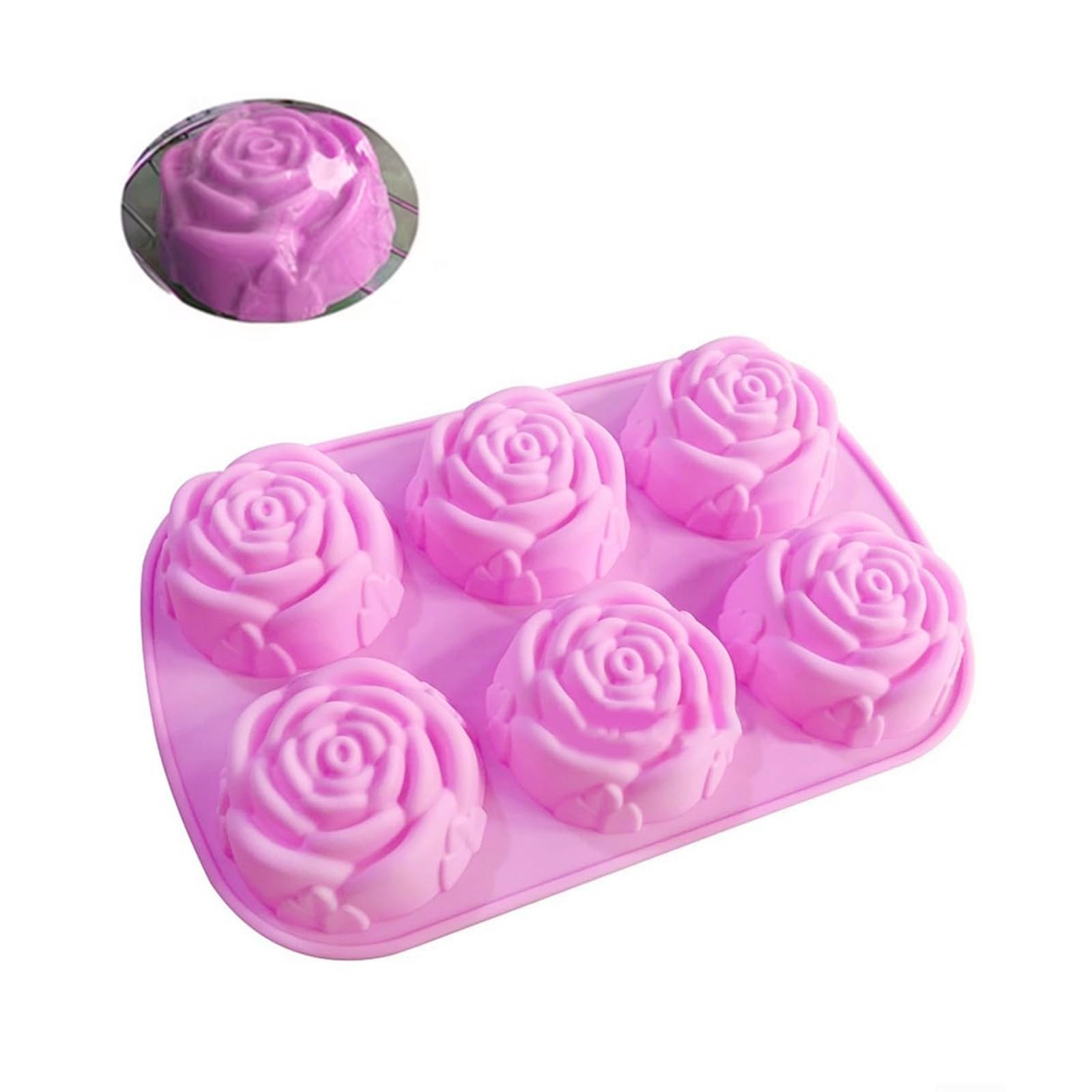 MICFENY Food Grade Silicone Chocolate Mold Rose Shaped Cake Mould Creative Dessert Mould Convenient Kitchen Baking Tool