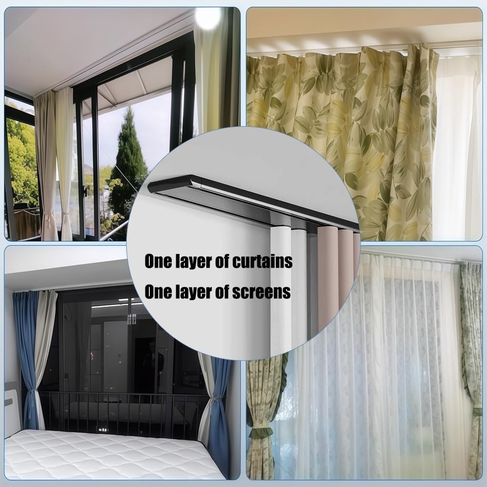 Genérico Rieles para Cortinas de Techo, silencioso y Resistente, de Aluminio, con rieles deslizantes para Cortinas, Separador de ambientes para dormitorios y Salas de Estar