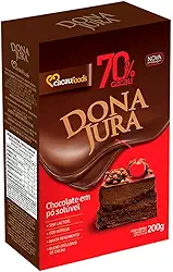 Chocolate em Pó Solúvel 70% Cacau 200Gr Dona Jura - Cacau Foods