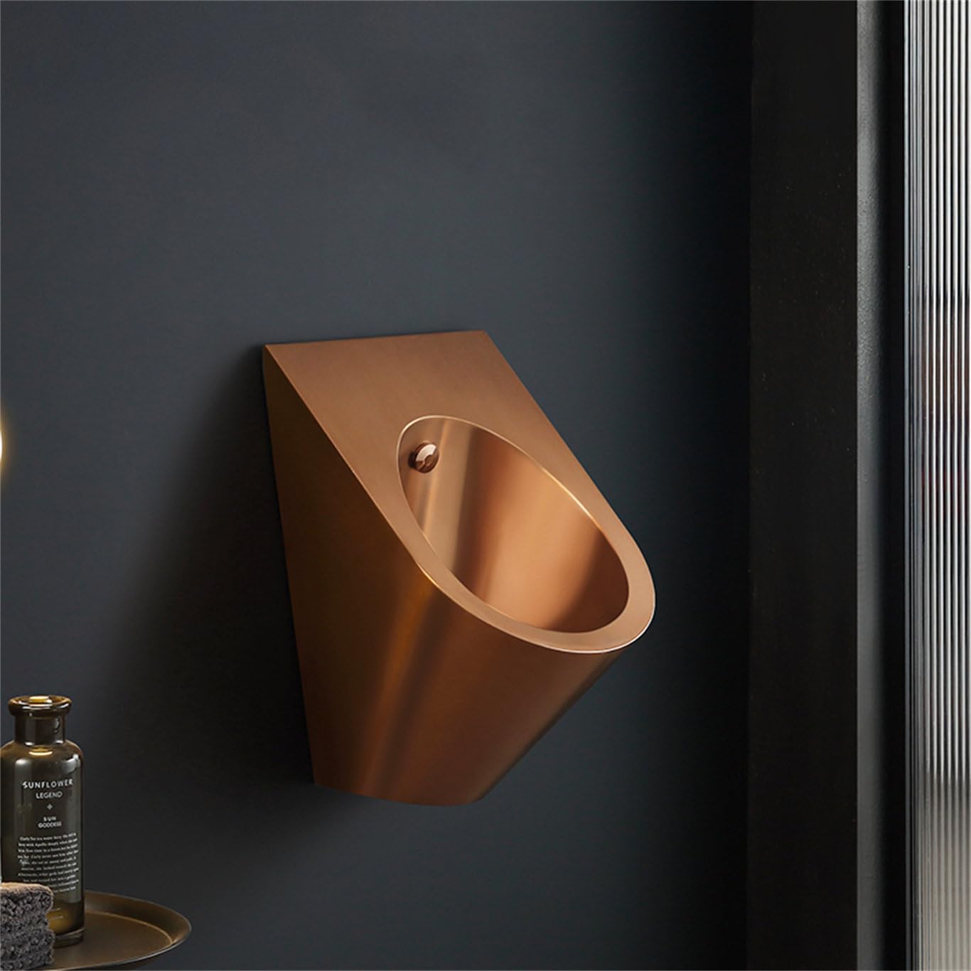 GTHTUHFD Wall Hung Urinal, Commercial Flushing Urinals, Men'S Public Toilet Stainless Steel Urinals, Household/Commercial Bathroom Urinal Anti-Overflow Urinal,Gold-Urinalplus,Rosegold-Urinal