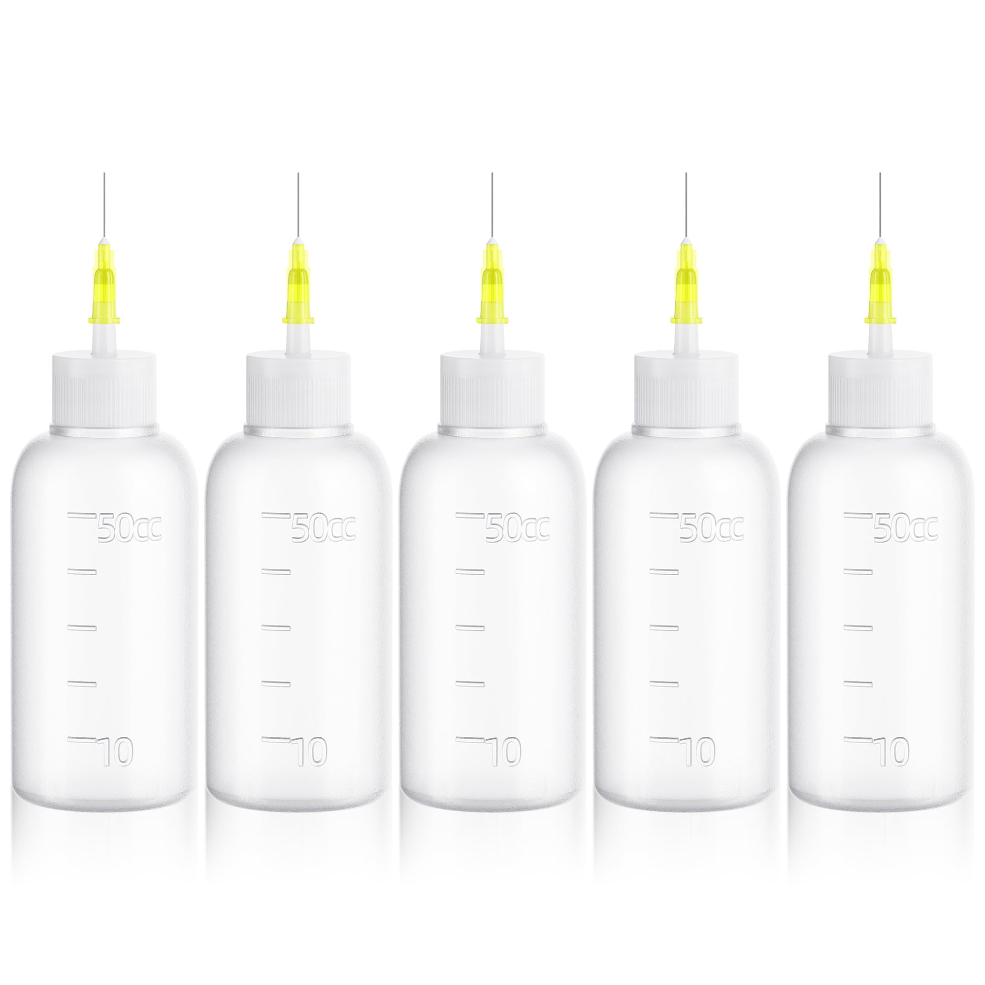 FJNATINH 50cc Glue Squeeze Bottle, Precision Tips Applicator Bottles, 5 Pack