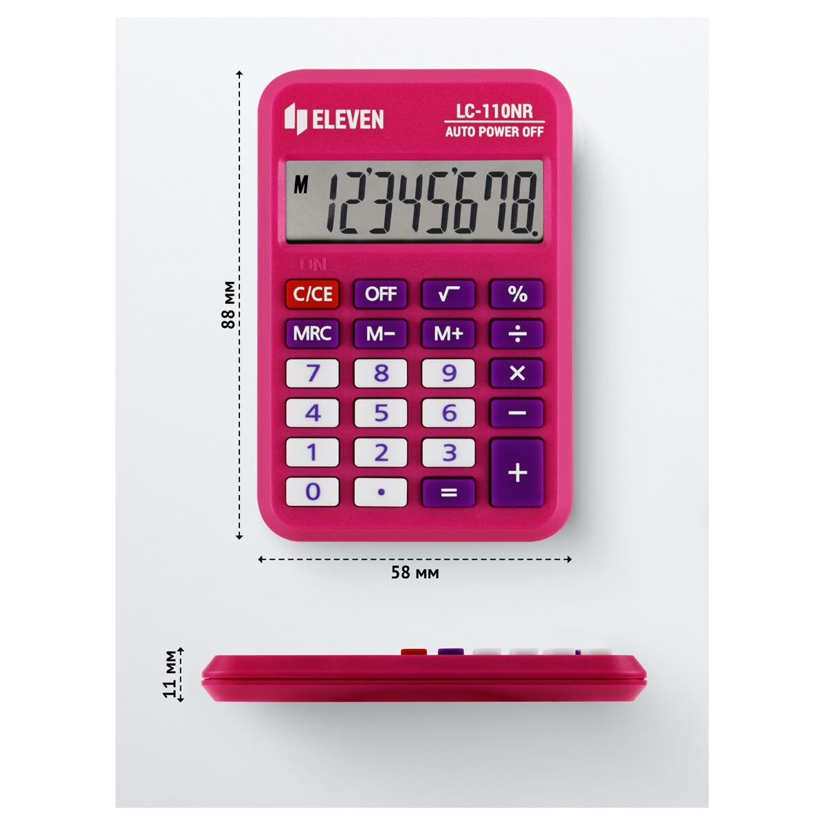 Calculadora de Bolsillo Eleven LC110NR-PK - Pantalla de 8 dígitos, Funciones matemáticas y financieras, Memoria de 3 Teclas, compacta y Duradera, la Herramienta Ideal para cálculos rápidos en la