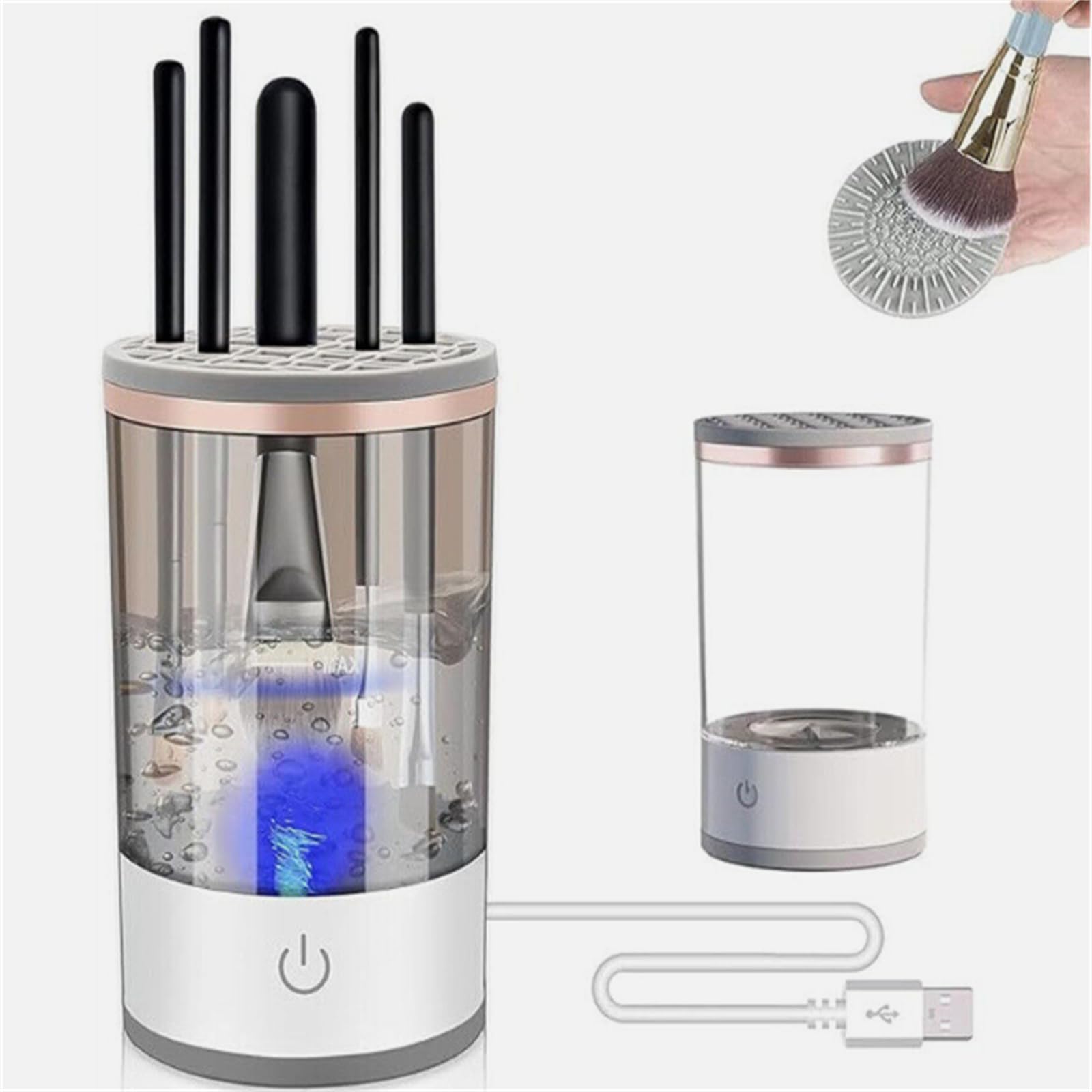 Secador Limpiador De Brochas De Maquillaje, Máquina De Limpieza De Brochas De Maquillaje Eléctrica, Recargable Por USB, Herramienta Limpiadora Para Todos Los Tamaños De Brochas De Maquillaje