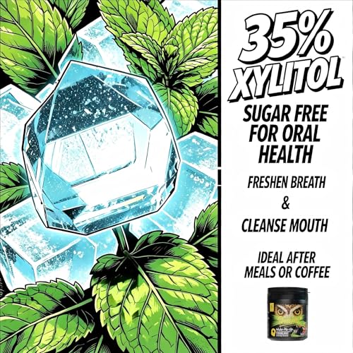 Benechew 4-Pack Sugar Free Gum with 35% Xylitol Guarana Extract Extra Strong Mint, 75 Pieces per Bottle with Wrapping Paper Natural Energy Boost for Work, Study, Driving Sports - image 6