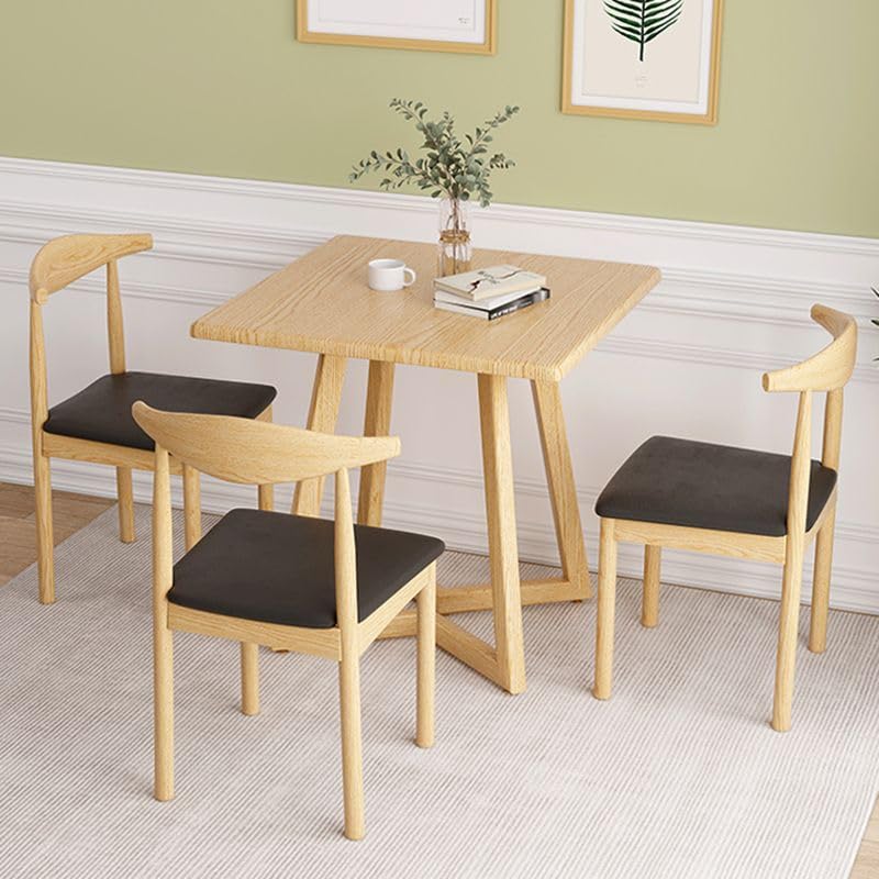 Juego de Mesa de Comedor Cuadrada de Madera para Cocina con Acabado cálido y sillas tapizadas para Sala, Comedor y hogar. 3 Piezas. Medidas: 80 cm de Largo x 80 cm de Ancho x 75 cm de Alto.