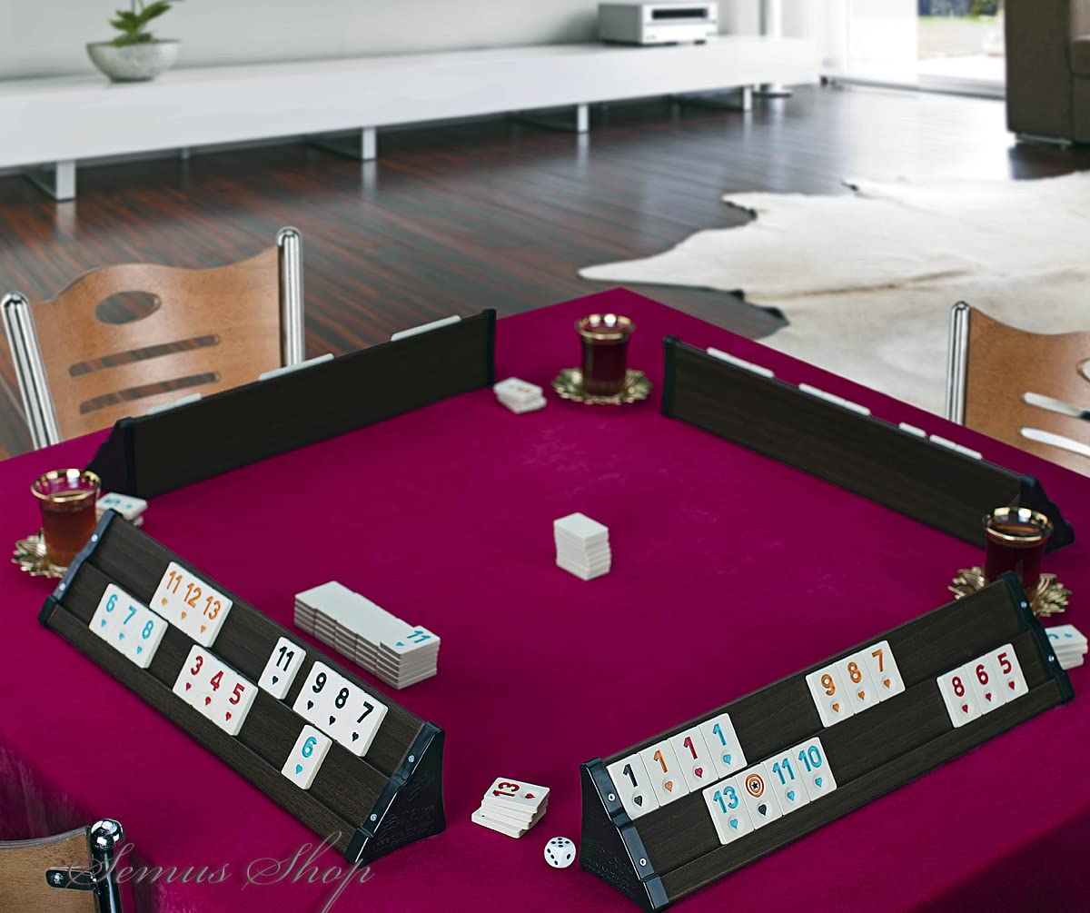 Semus Star 101 Plus Rummy Set Okey Lavorazione e materiali di alta qualità (panche da gioco in plastica con impiallacciatura in legno leggera e stabile & melammina) con penna a sfera SEMUS (marrone)