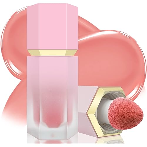 Liquid Blush for Cheeks, Soft Cream Blush with Cushion Applicator, Dewy Finish Matte Velvet Texture, High-Pigmented Blendable, Long-Wearing Blush Makeup | #03 ENCHANTING-Soft Pink