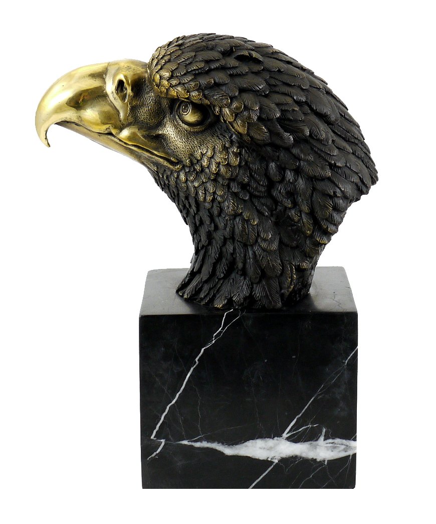 Sculpture Aigle en bronze véritable Milo avec socle en marbre élégant d'Art & Ambiente