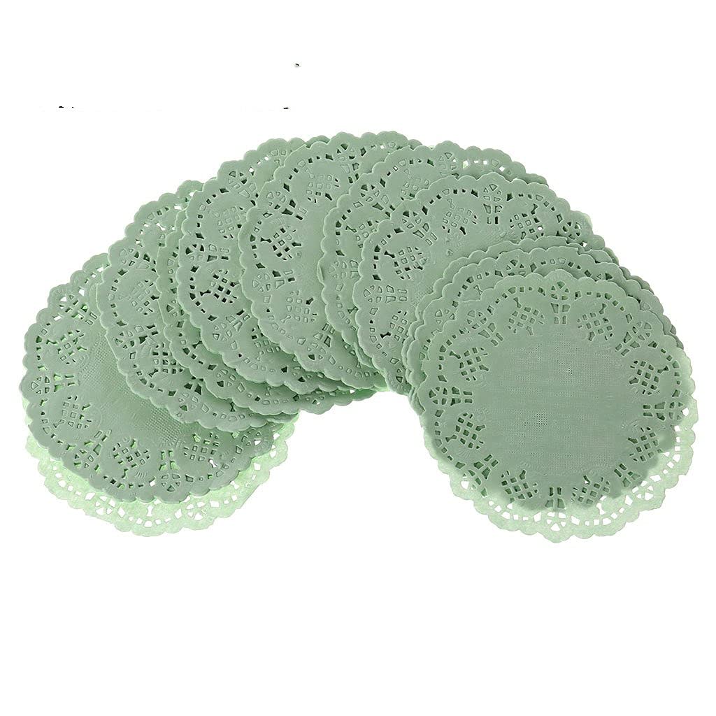 Suchuanguang Grün Placemat, 100Pcs Paper Doily, Round, 8.9Cm, Green (Pack 1)