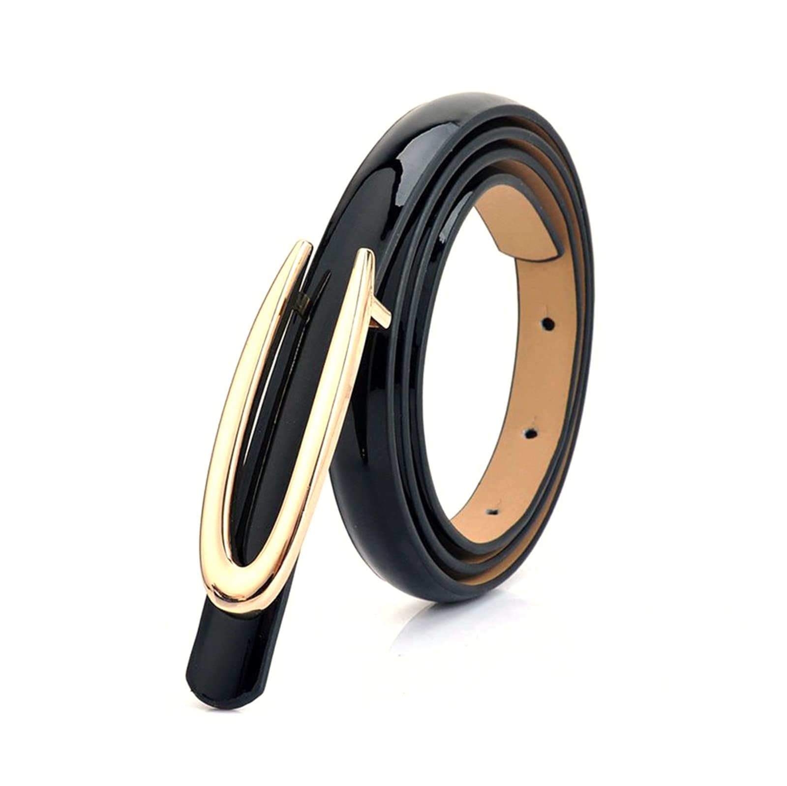 Jojomino Waistband Women Patent Leather Dress Belt with Metal Buckle - Casual Decorative Belt for Clothing Accessories, Black