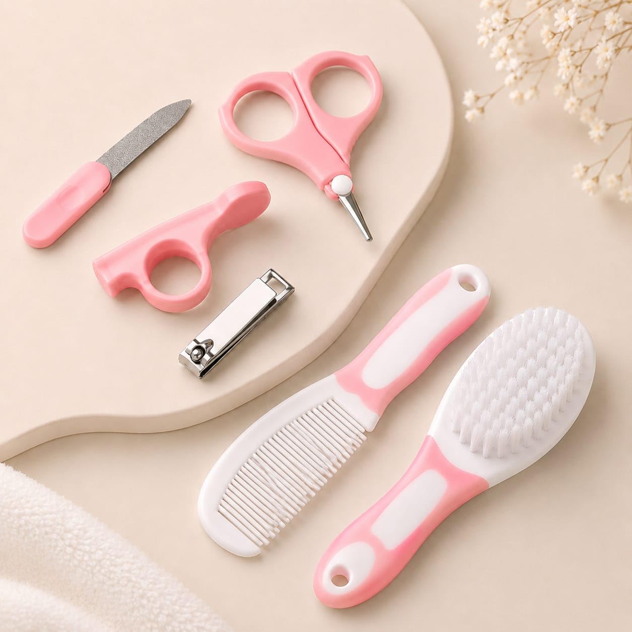 Joy Buzz Baby Grooming Kit 6 in 1 | Infant Healthcare & Grooming Set with Soft Hair Brush, Comb, Nail Clipper, Safety Scissors, Nail File & Finger Toothbrush | Newborn Baby Care Essentials-image-7