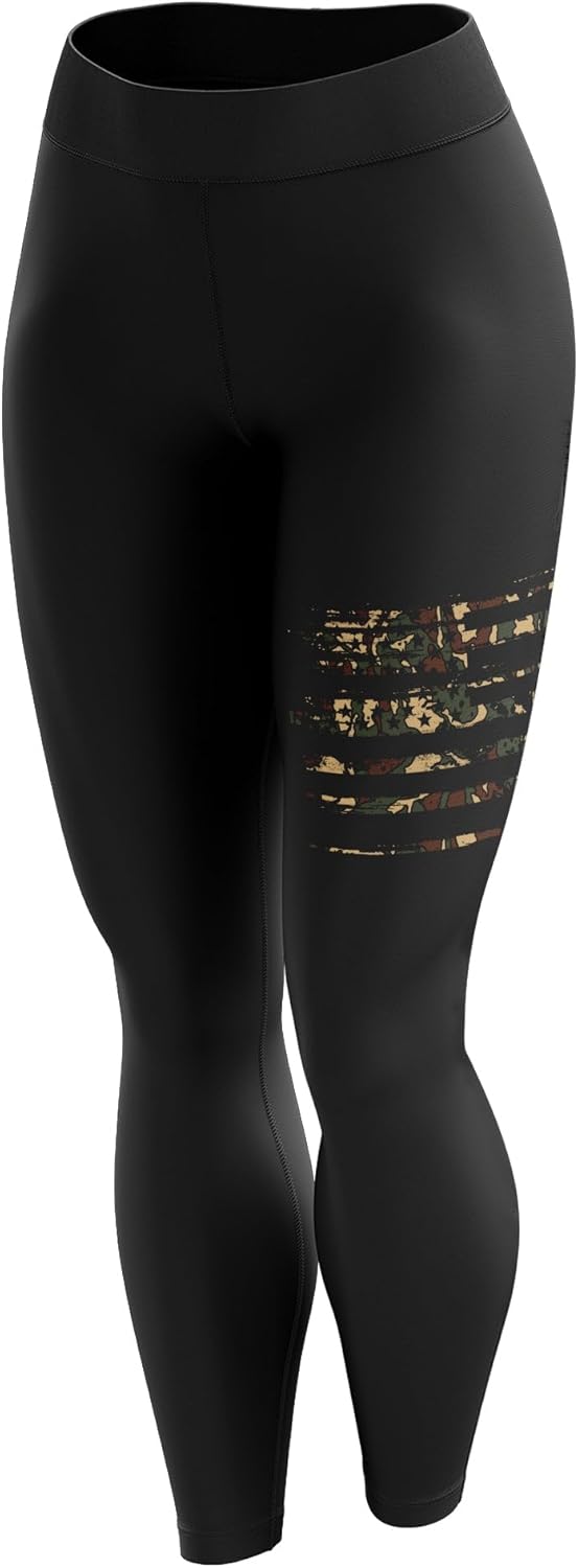 Tactical Pro Supply American Flag Leggings for Women, Workout High Waist Yoga Pants for Ladies