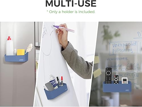 Miniatura 7 de loukin Paquete de accesorios para pizarra blanca  Soporte magnético y adhesivo para marcadores, paquete de 2 unidades pequeñas y grandes (azul)