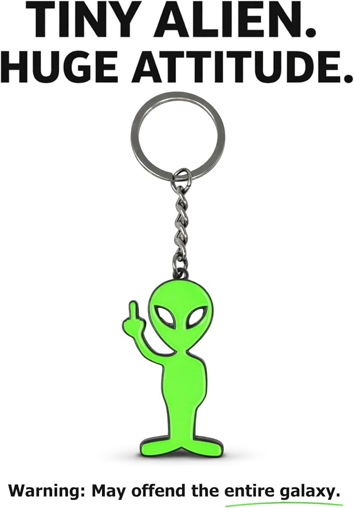 Vinylcation Naughty Alien Keychain - Alien with Middle Finger Key
